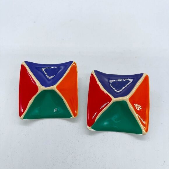 Art Deco Laminate Square Earrings - Picture 1 of 2